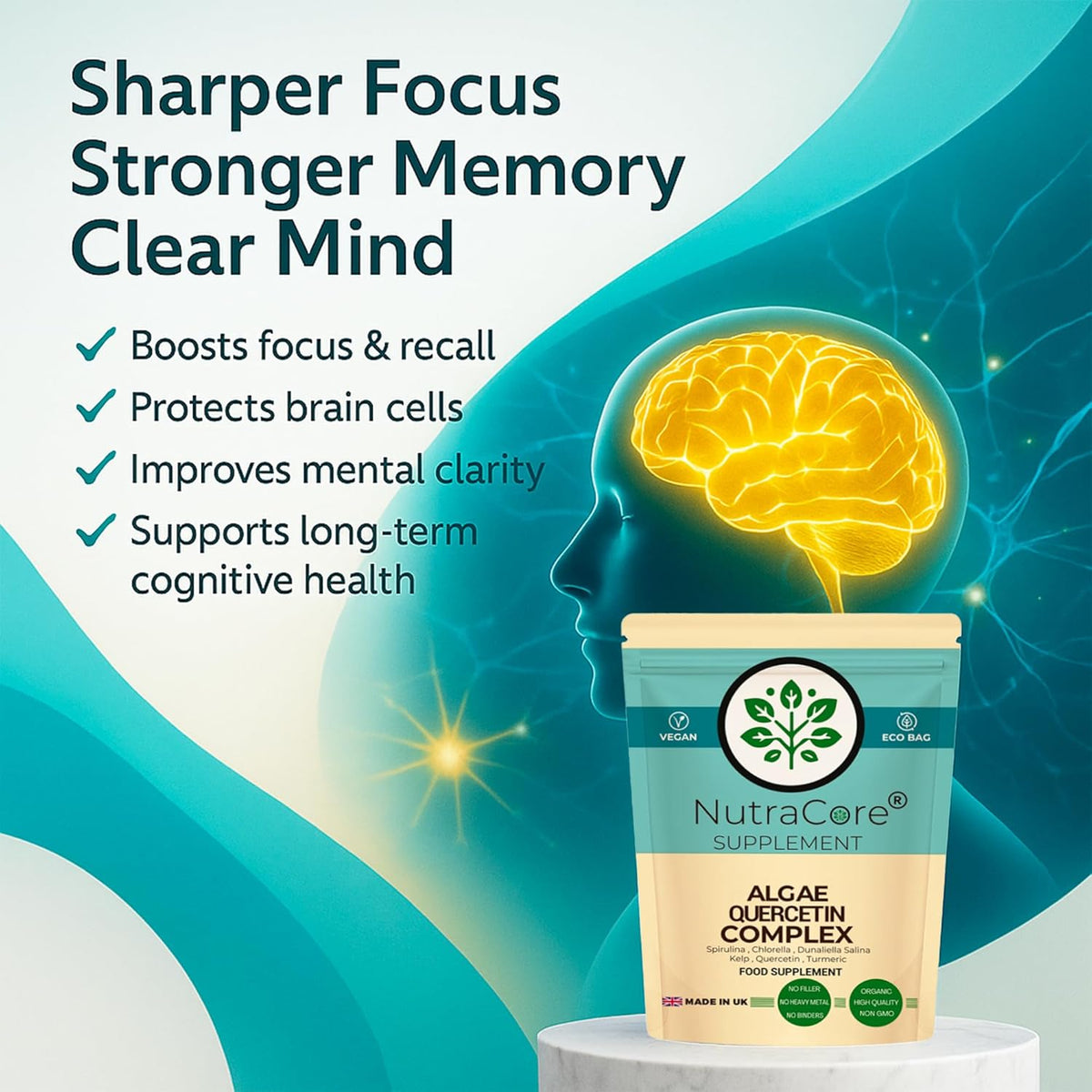 Algae Complex 800mg Capsules | Spirulina, Chlorella, Quercetin & Turmeric