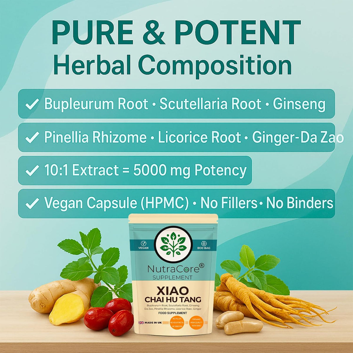 Xiao Chai Hu Tang 5000mg Capsules | Traditional Herbal Blend | Vegan