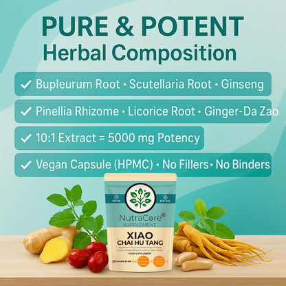 Xiao Chai Hu Tang 5000mg Capsules | Traditional Herbal Blend | Vegan