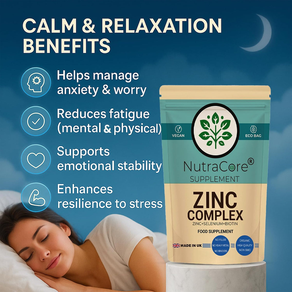 Zinc Complex Capsules | Zinc, Selenium & Biotin | Vegan Supplement