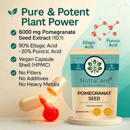 Pomegranate Seed Extract Capsules 5000mg (90% Ellagic Acid, 20% Punicic Acid)
