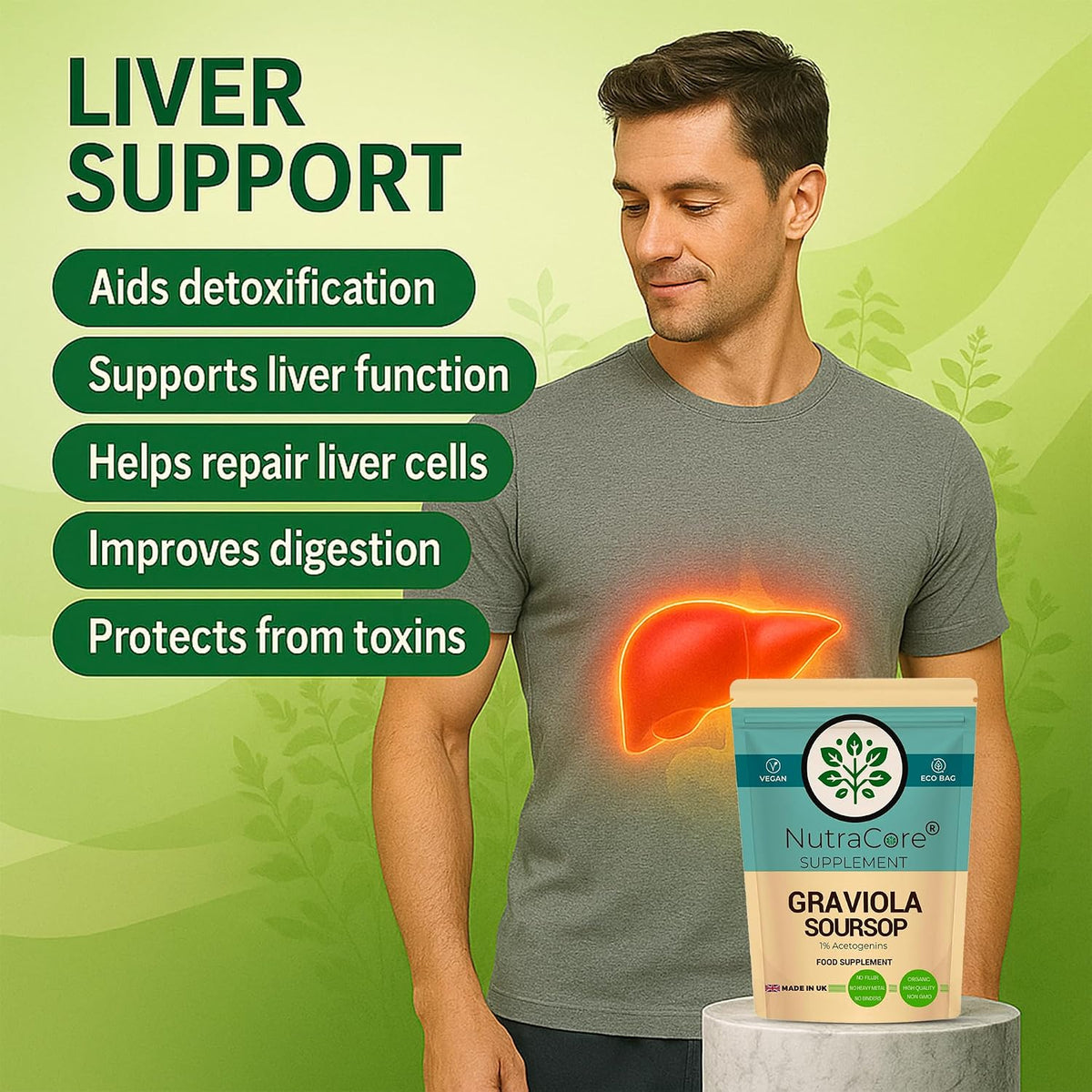 Graviola (Soursop) Fruit 6000mg Capsules | 1% Acetogenins | Vegan