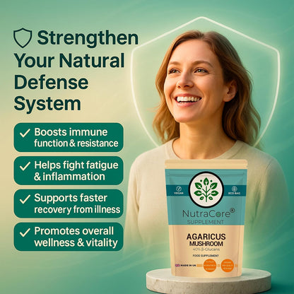 Agaricus Mushroom 4500mg Capsules | 40% Beta-Glucans | Vegan Formula