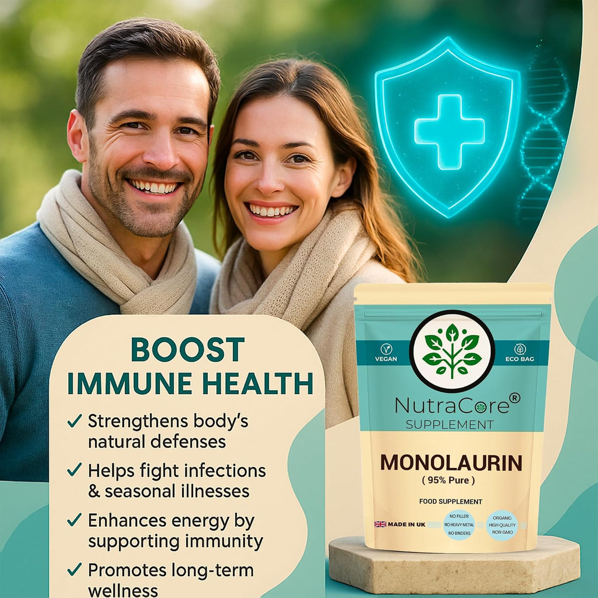 Monolaurin Capsules 550mg | Immune Health Support | 95% Pure | Vegan