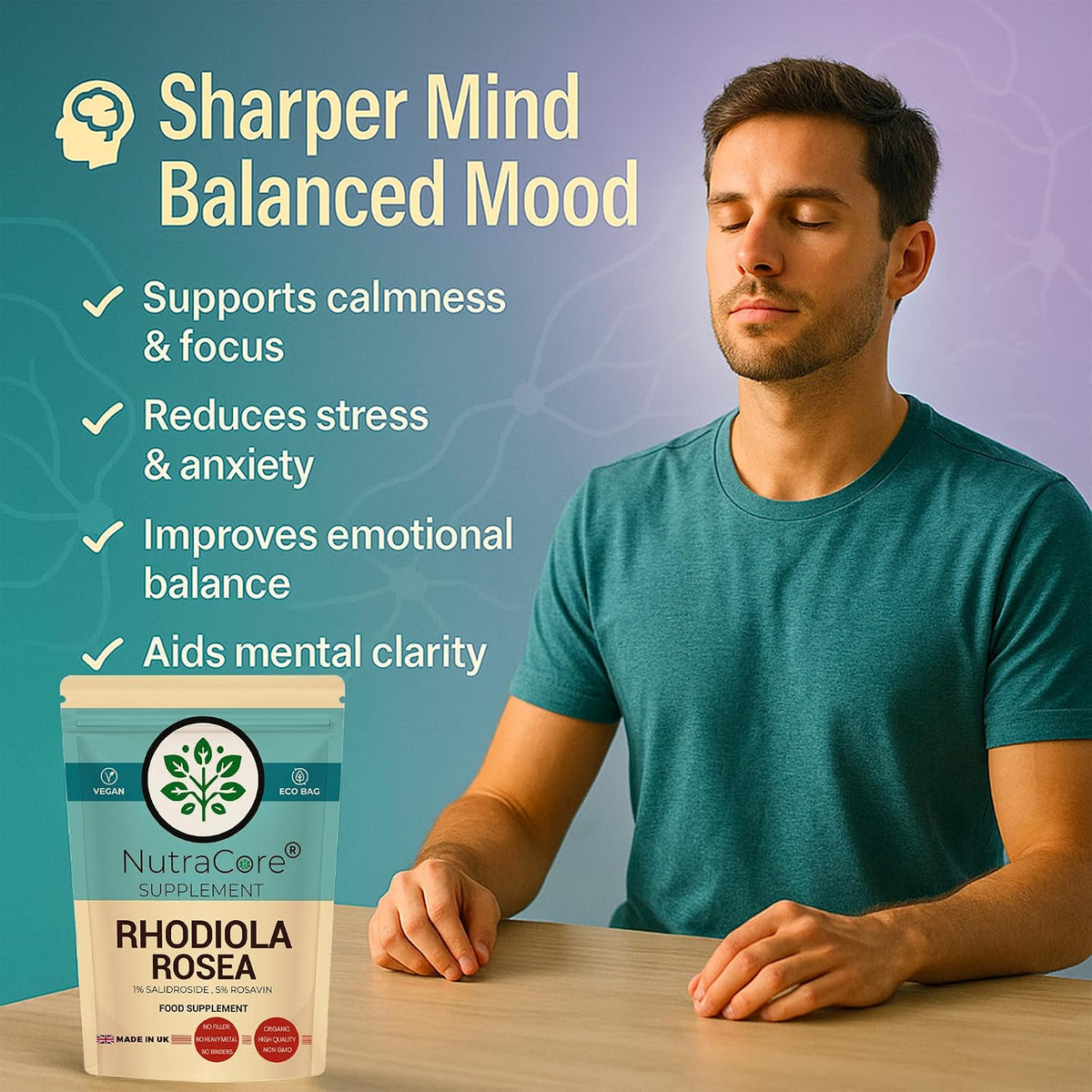 Rhodiola Rosea 6000mg Capsules | Vegan Energy & Stress Support
