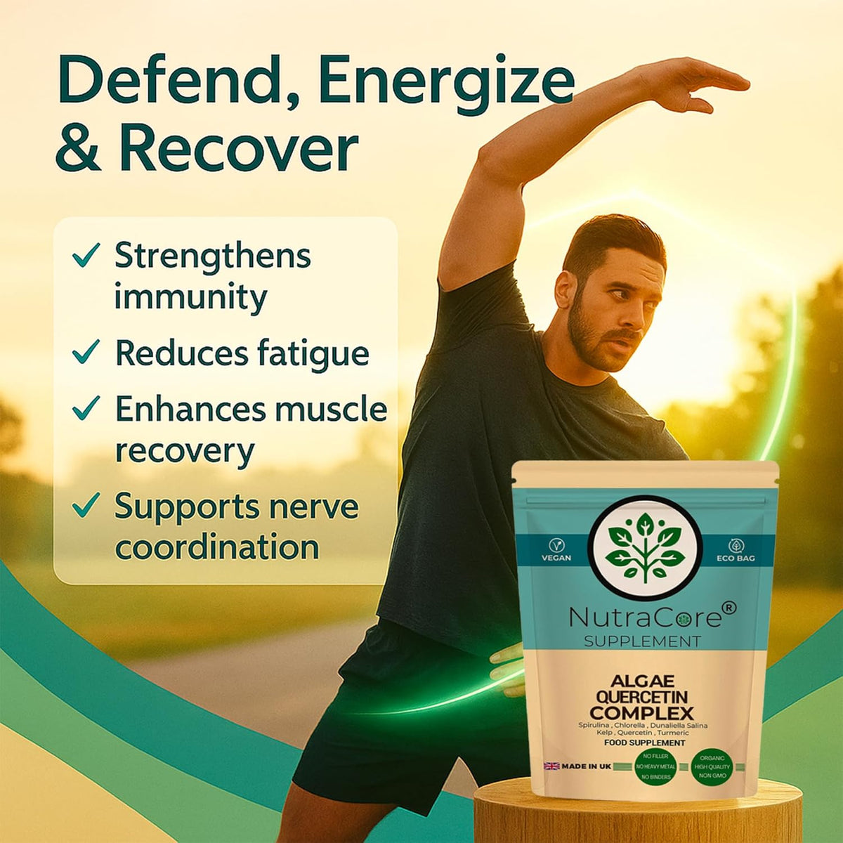 Algae Complex 800mg Capsules | Spirulina, Chlorella, Quercetin & Turmeric