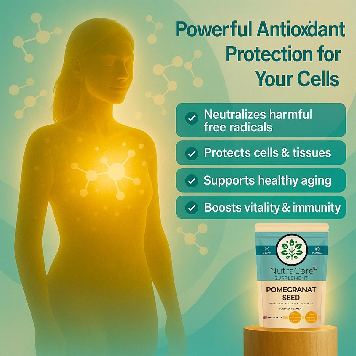 Pomegranate Seed Extract Capsules 5000mg (90% Ellagic Acid, 20% Punicic Acid)