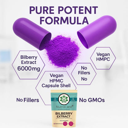 Bilberry Extract 6000mg Capsules | 36% Anthocyanins | Vegan Formula