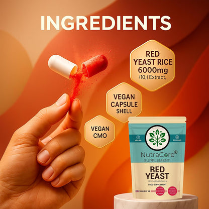 Red Yeast Rice Extract 6000mg Capsules | 1.2% Monacolin K | Vegan