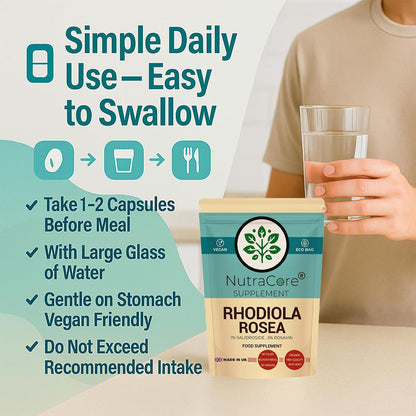 Rhodiola Rosea 6000mg Capsules | Vegan Energy & Stress Support