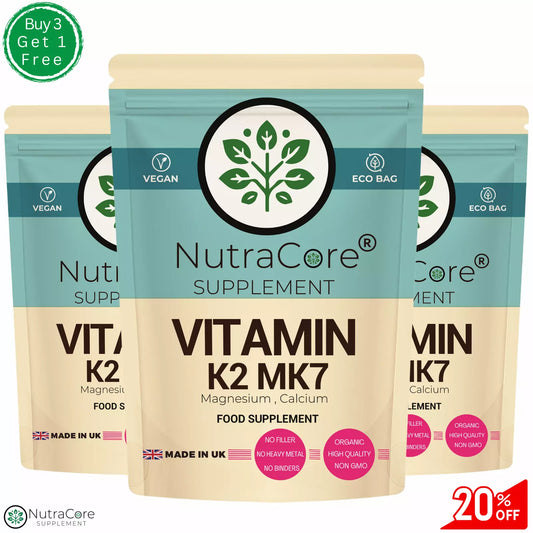 Vitamin K2 MK7-Magn. Glycinate & Calcium-100% Natural-Brain, Hearth, Bone Health