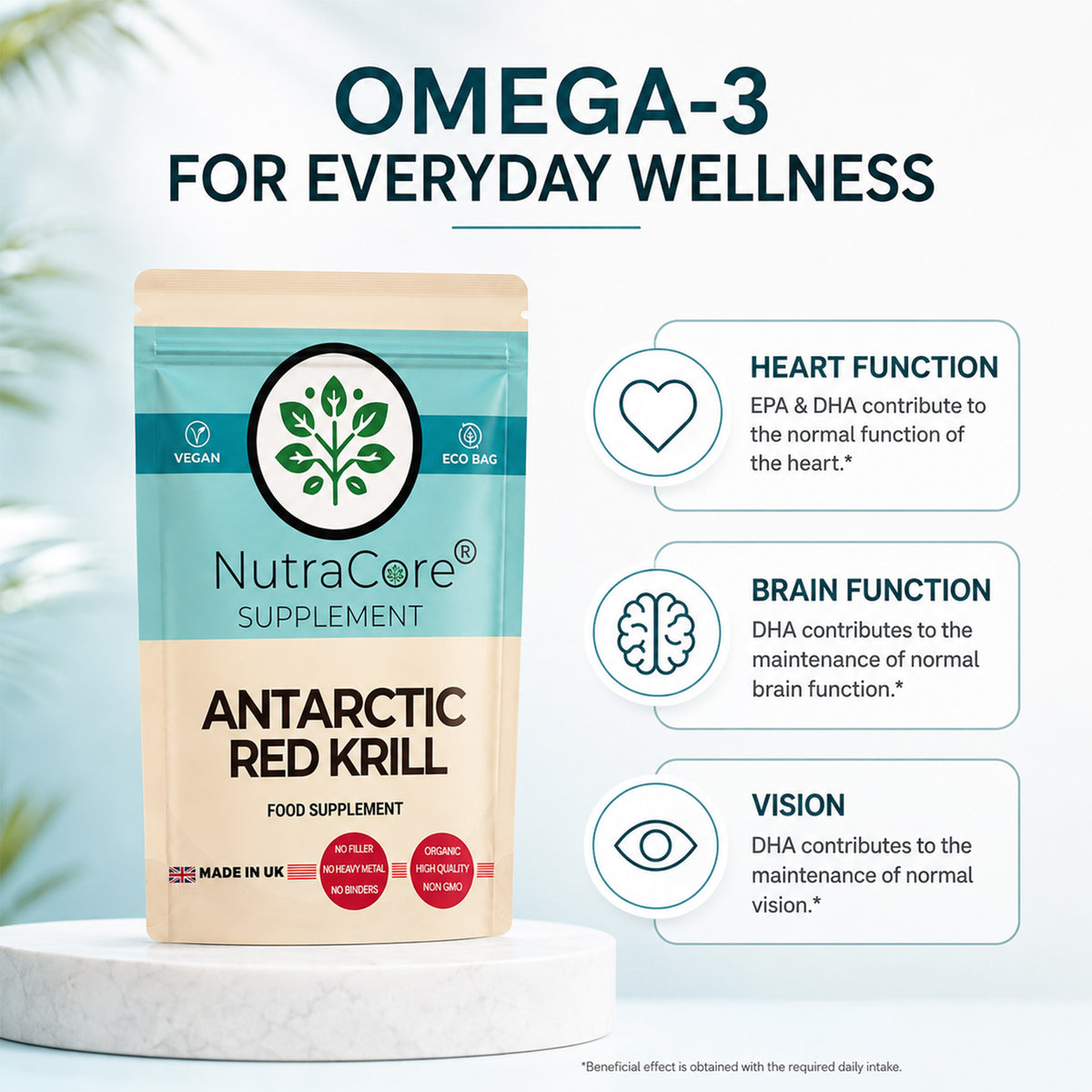 Antarctic Red Krill Oil 600mg Softgels | EPA DHA Omega-3 Supplement