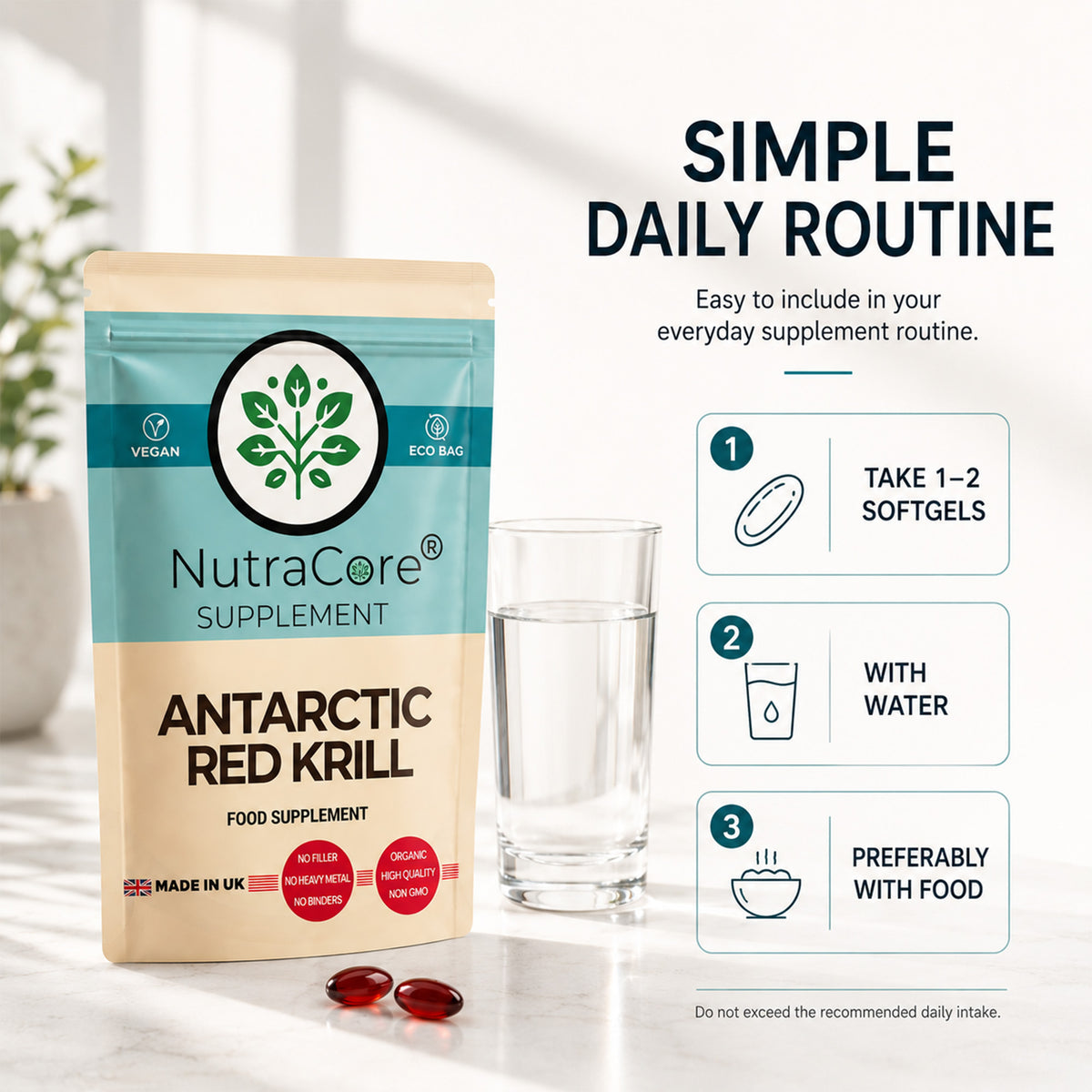 Antarctic Red Krill Oil 600mg Softgels | EPA DHA Omega-3 Supplement