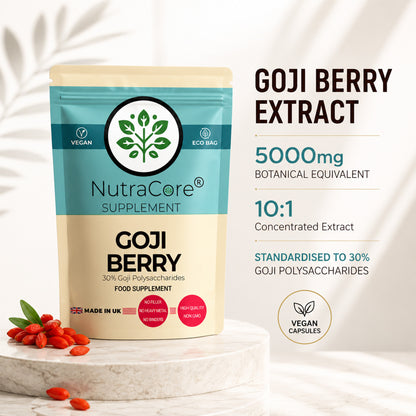 Goji Berry Extract Capsules 5000mg (30% Goji Polysaccharides) – Antioxidant Support, Vegan