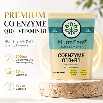 Co Enzyme Q10 550mg Capsules | Vitamin B1 | 98% Ubiquinone | Vegan