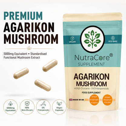 Agarikon Mushroom 5000mg Capsules | 40% Beta-Glucans | Vegan
