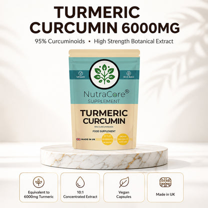 Turmeric Curcumin 6000mg Capsules | 95% Curcuminoids | Vegan Formula