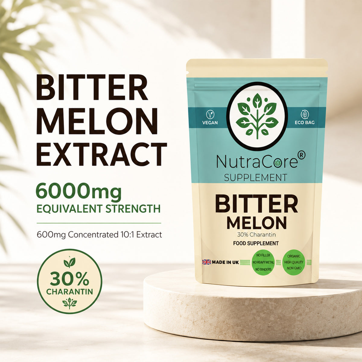 Bitter Melon 6000mg Capsules | 30% Charantin | Vegan Formula