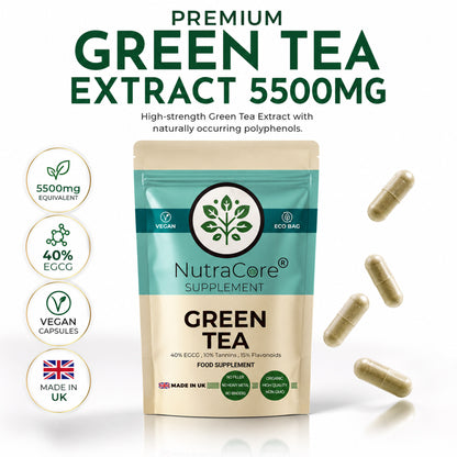 Green Tea Extract 5500mg Capsules | EGCG 40% | Vegan Formula