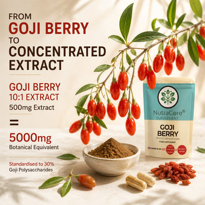 Goji Berry Extract Capsules 5000mg (30% Goji Polysaccharides) – Antioxidant Support, Vegan