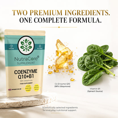 Co Enzyme Q10 550mg Capsules | Vitamin B1 | 98% Ubiquinone | Vegan
