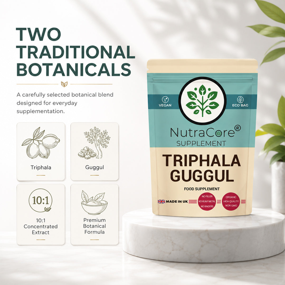 Triphala + Guggul 5500mg Capsules | 10:1 Extract | Vegan Weight Management Formula