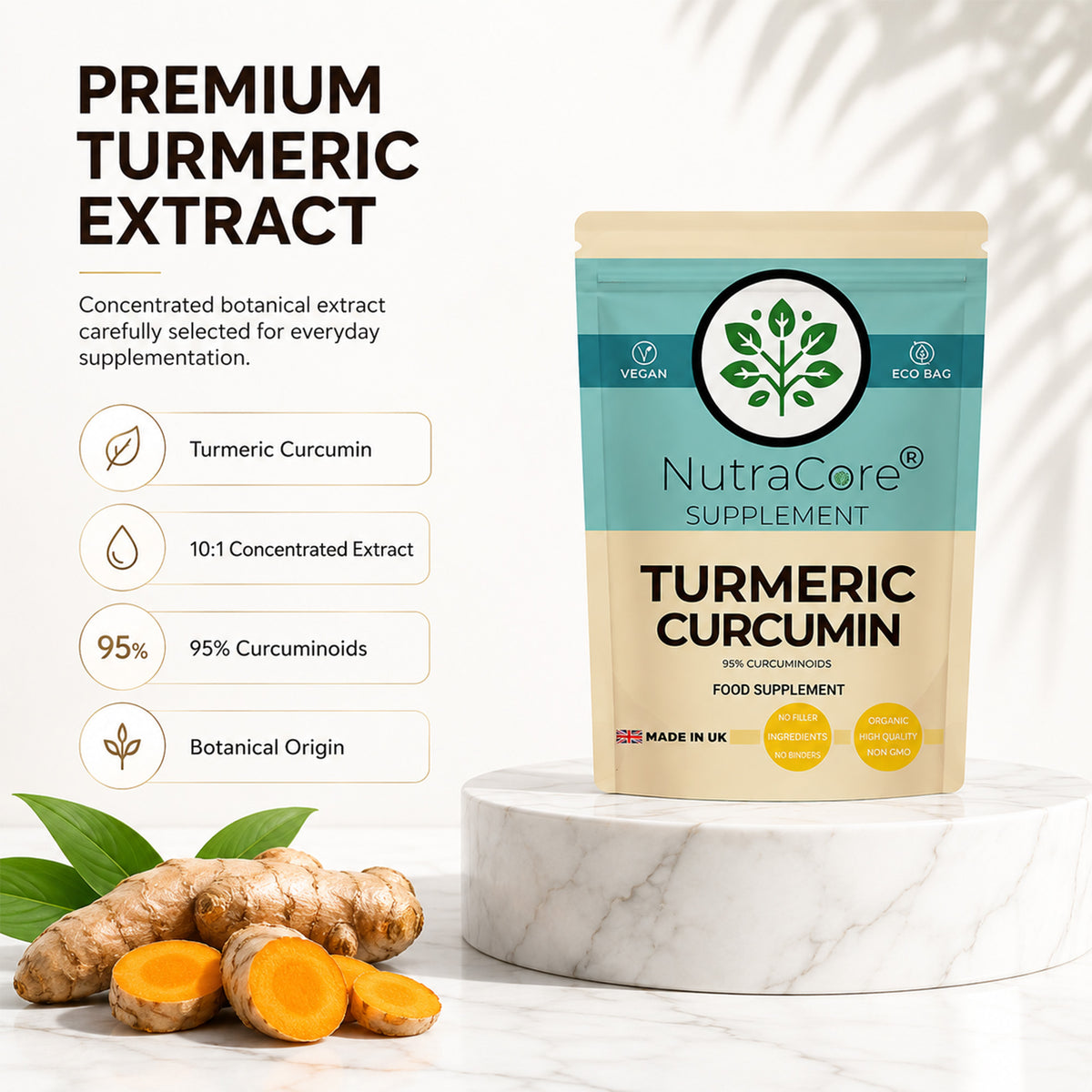 Turmeric Curcumin 6000mg Capsules | 95% Curcuminoids | Vegan Formula