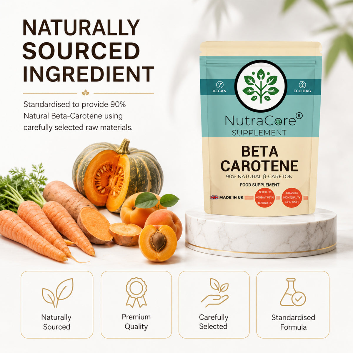 Beta Carotene 10000mcg Capsules | 90% Natural Beta-Carotene | Vegan
