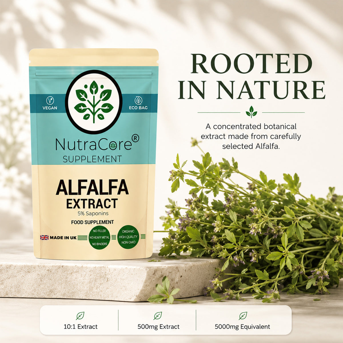Alfalfa Extract 5000mg Capsules | 10:1 Extract | Vegan Supplemen
