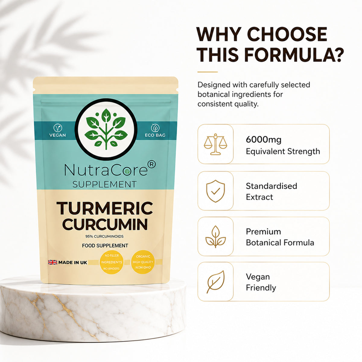 Turmeric Curcumin 6000mg Capsules | 95% Curcuminoids | Vegan Formula