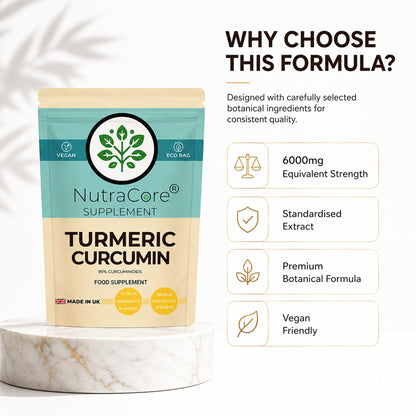 Turmeric Curcumin 6000mg Capsules | 95% Curcuminoids | Vegan Formula
