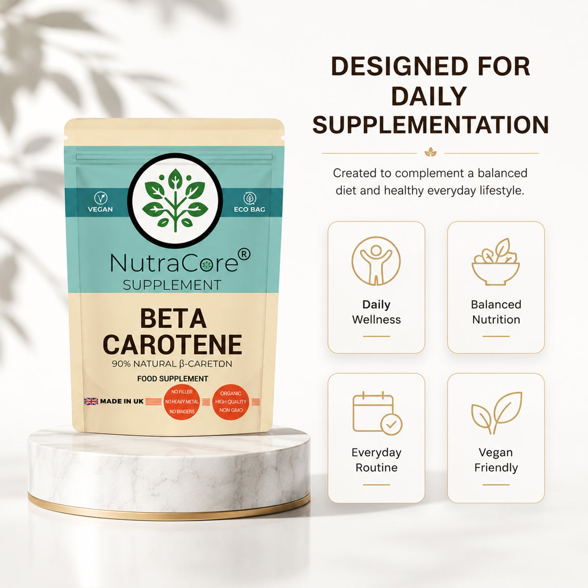 Beta Carotene 10000mcg Capsules | 90% Natural Beta-Carotene | Vegan