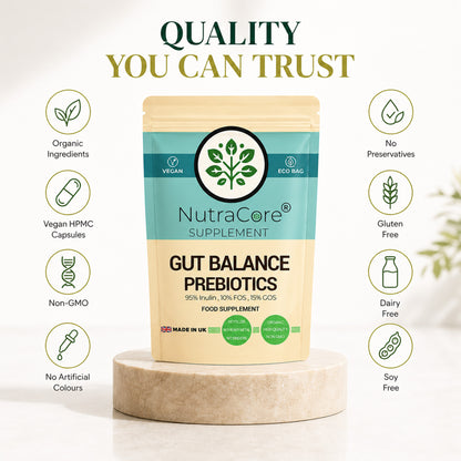 Organic Prebiotics 600mg Capsules | Chicory Inulin, FOS & GOS | Vegan
