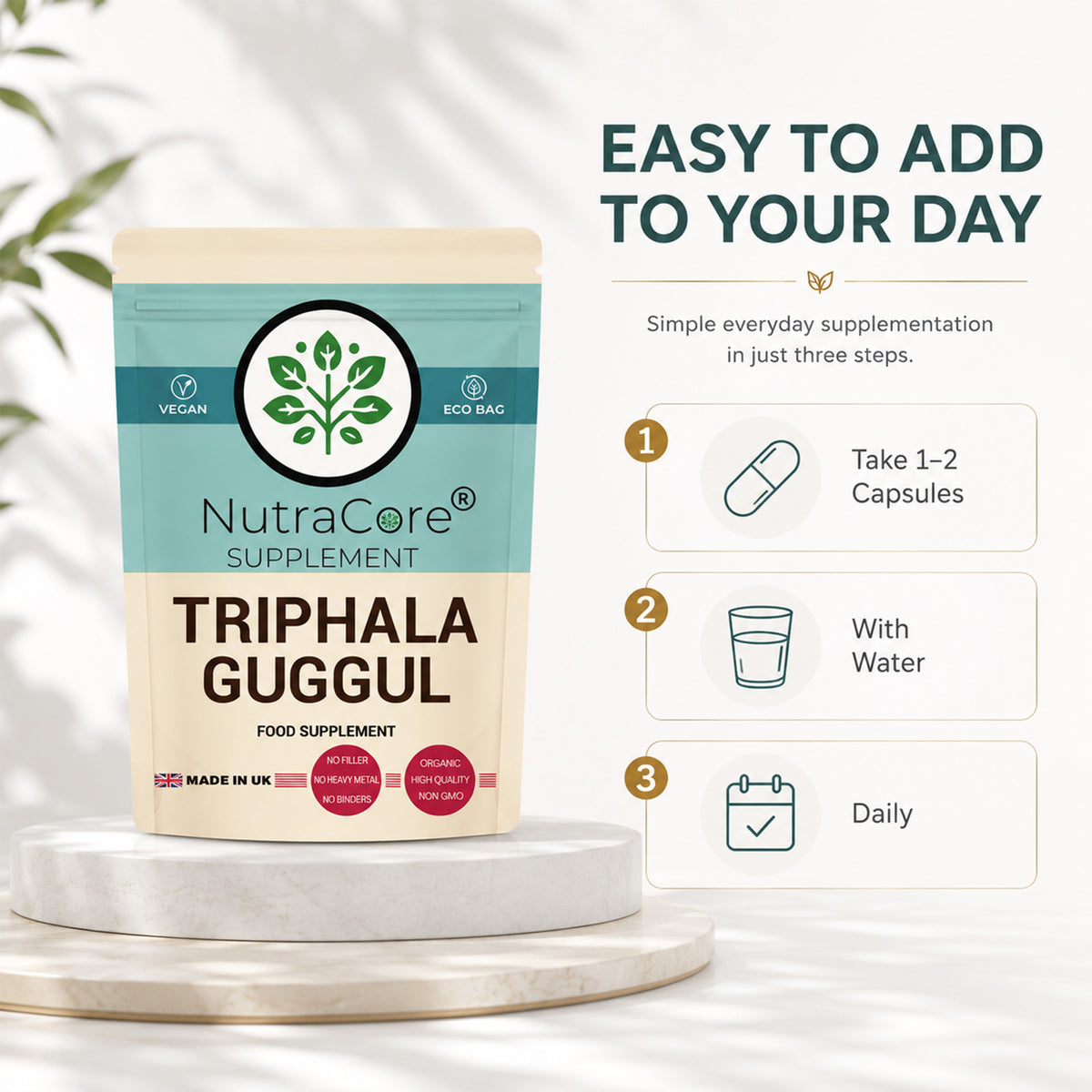 Triphala + Guggul 5500mg Capsules | 10:1 Extract | Vegan Weight Management Formula