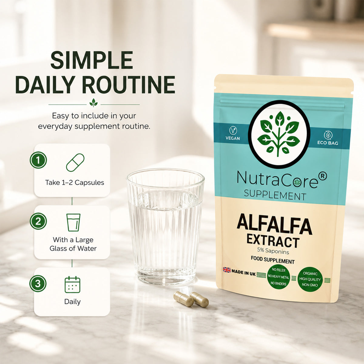 Alfalfa Extract 5000mg Capsules | 10:1 Extract | Vegan Supplemen