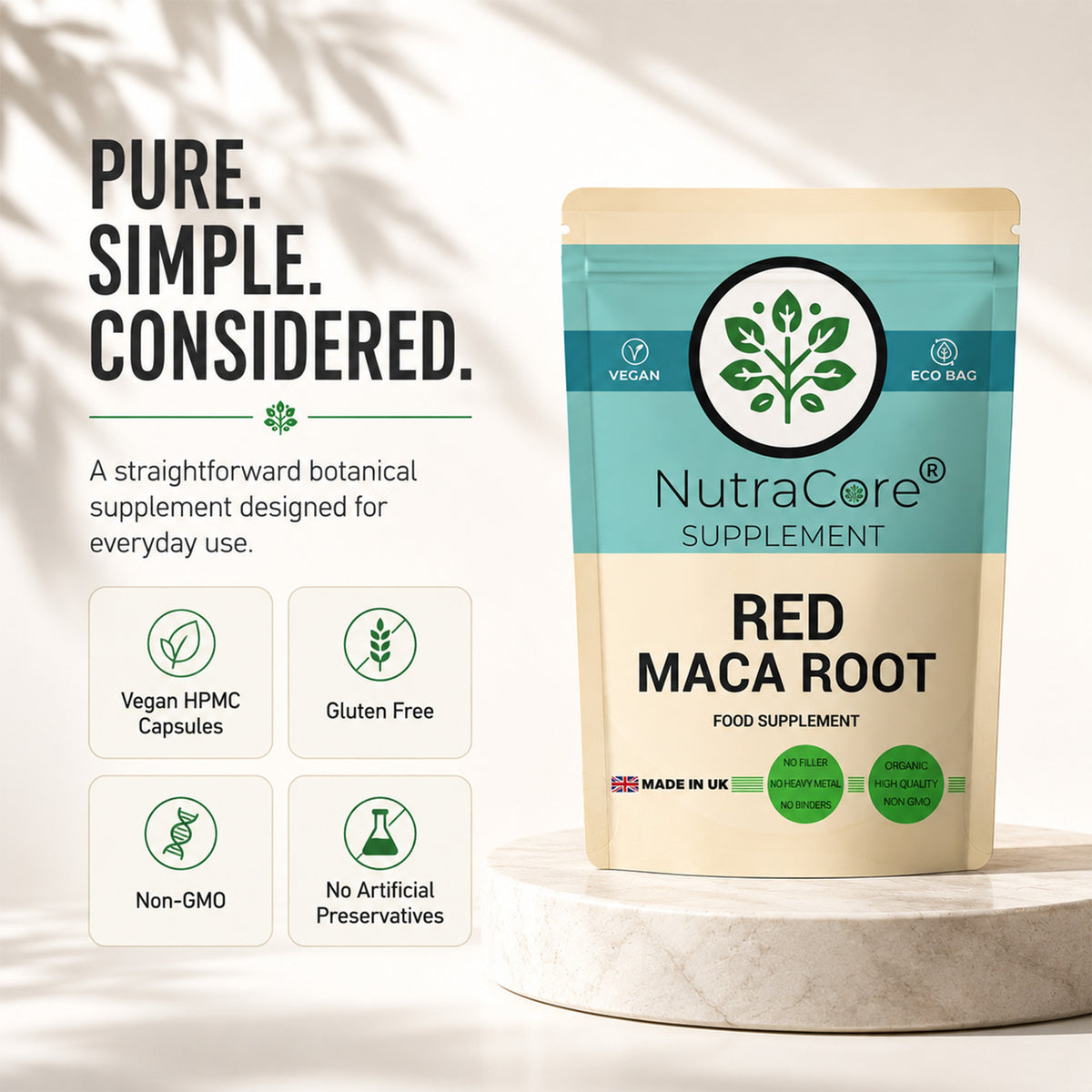 Red Maca Root 12000mg Capsules | 20:1 Extract | Vegan Supplement