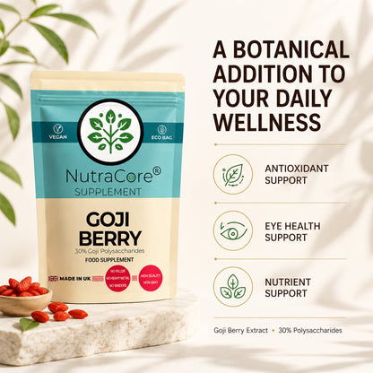 Goji Berry Extract Capsules 5000mg (30% Goji Polysaccharides) – Antioxidant Support, Vegan