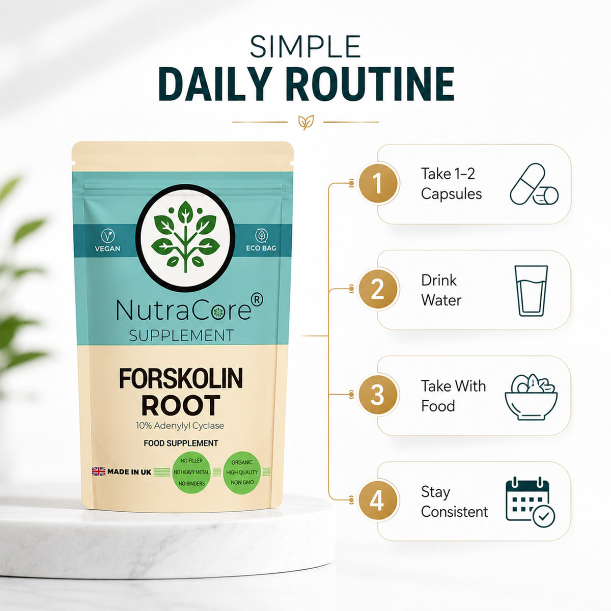 Forskolin Root 6000mg Capsules | 10:1 Extract | Vegan Formula
