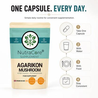 Agarikon Mushroom 5000mg Capsules | 40% Beta-Glucans | Vegan