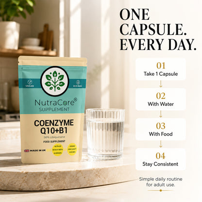 Co Enzyme Q10 550mg Capsules | Vitamin B1 | 98% Ubiquinone | Vegan