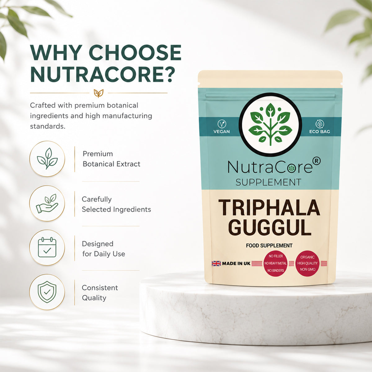 Triphala + Guggul 5500mg Capsules | 10:1 Extract | Vegan Weight Management Formula