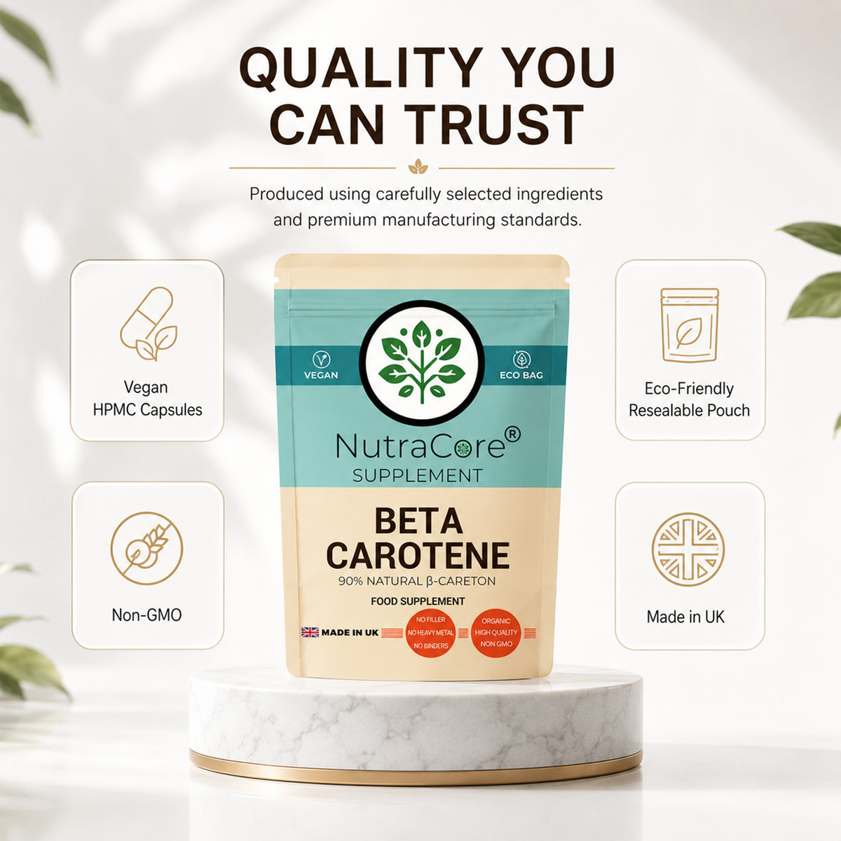 Beta Carotene 10000mcg Capsules | 90% Natural Beta-Carotene | Vegan