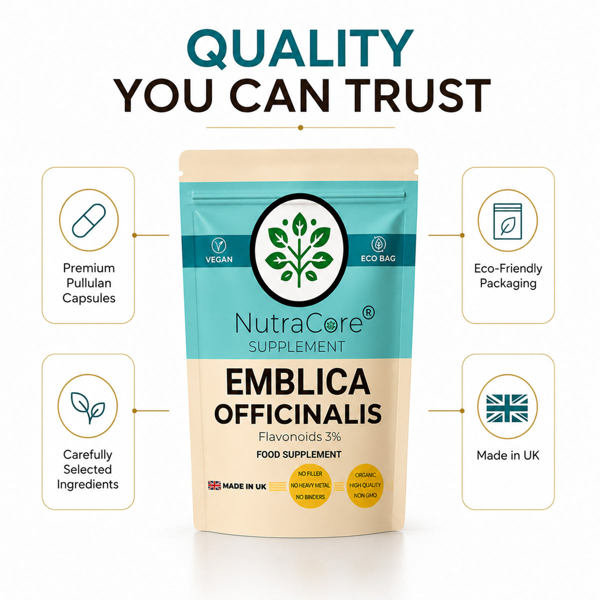Amla (Emblica Officinalis) Capsules 500mg (3% Flavonoids) – Antioxidant Support