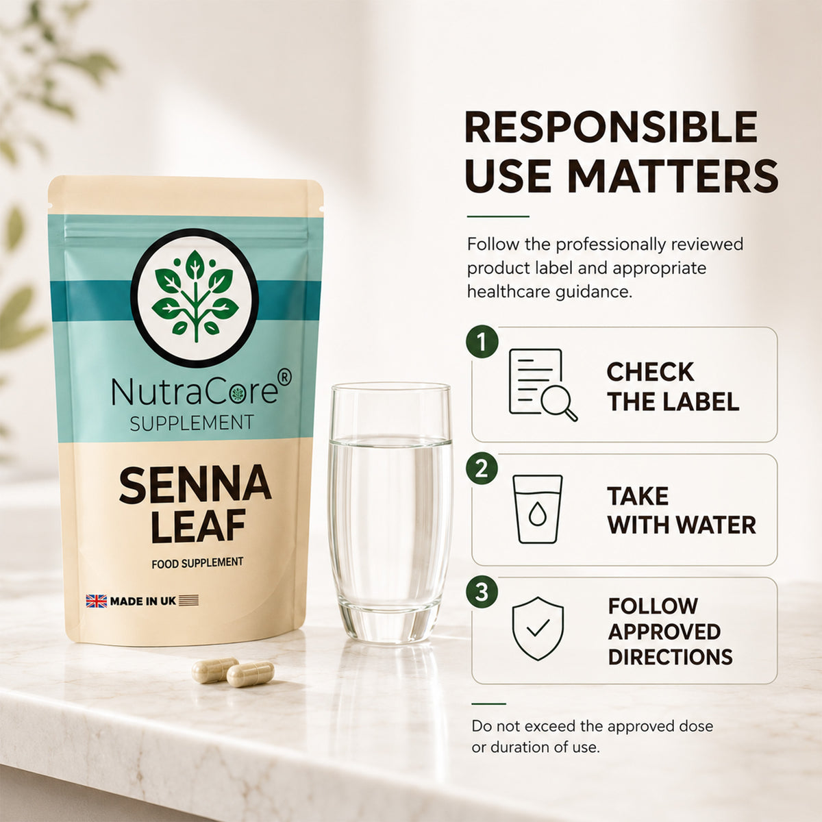 Organic Senna Leaf Extract 5000mg Capsules | 8% Sennosides | Vegan
