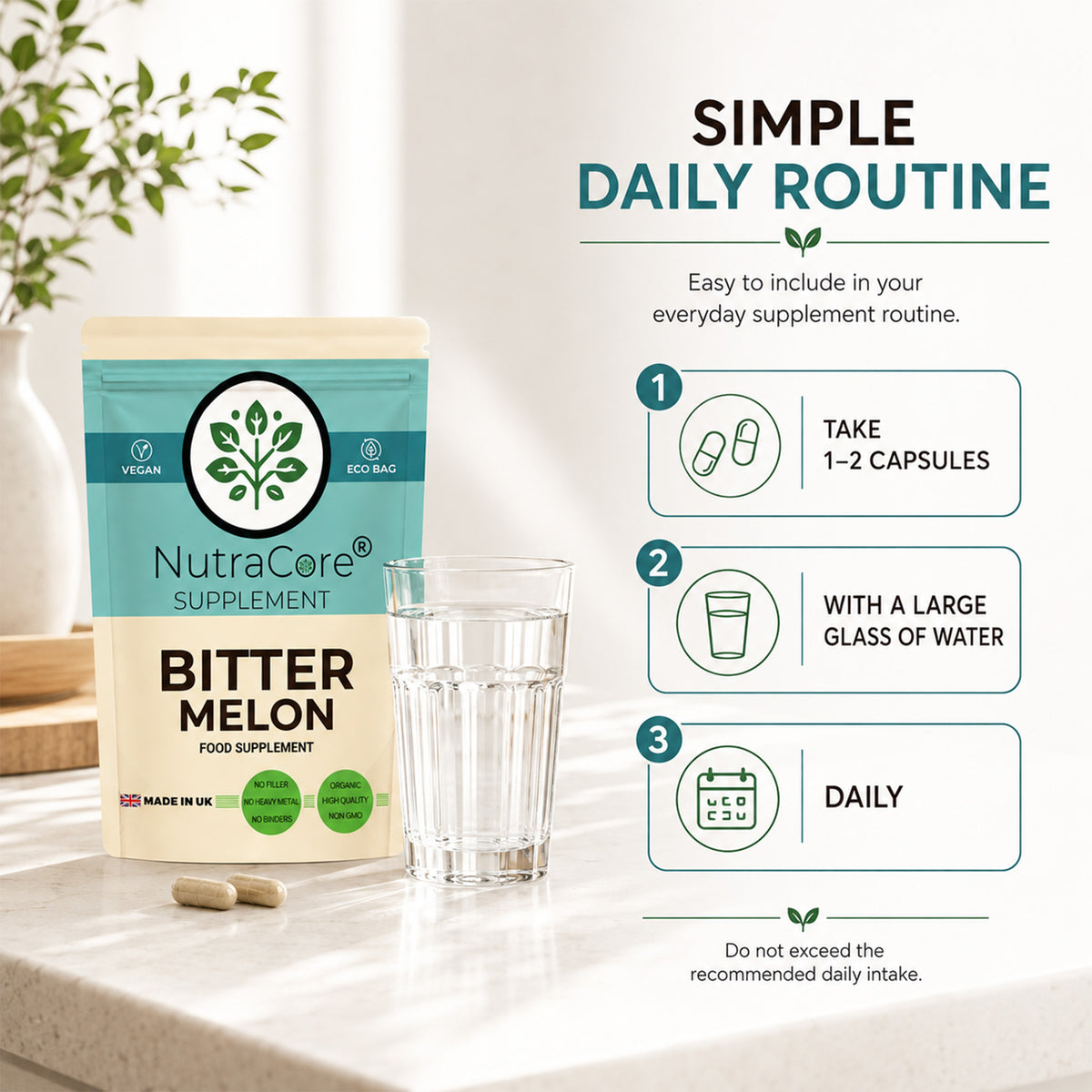 Bitter Melon 6000mg Capsules | 30% Charantin | Vegan Formula
