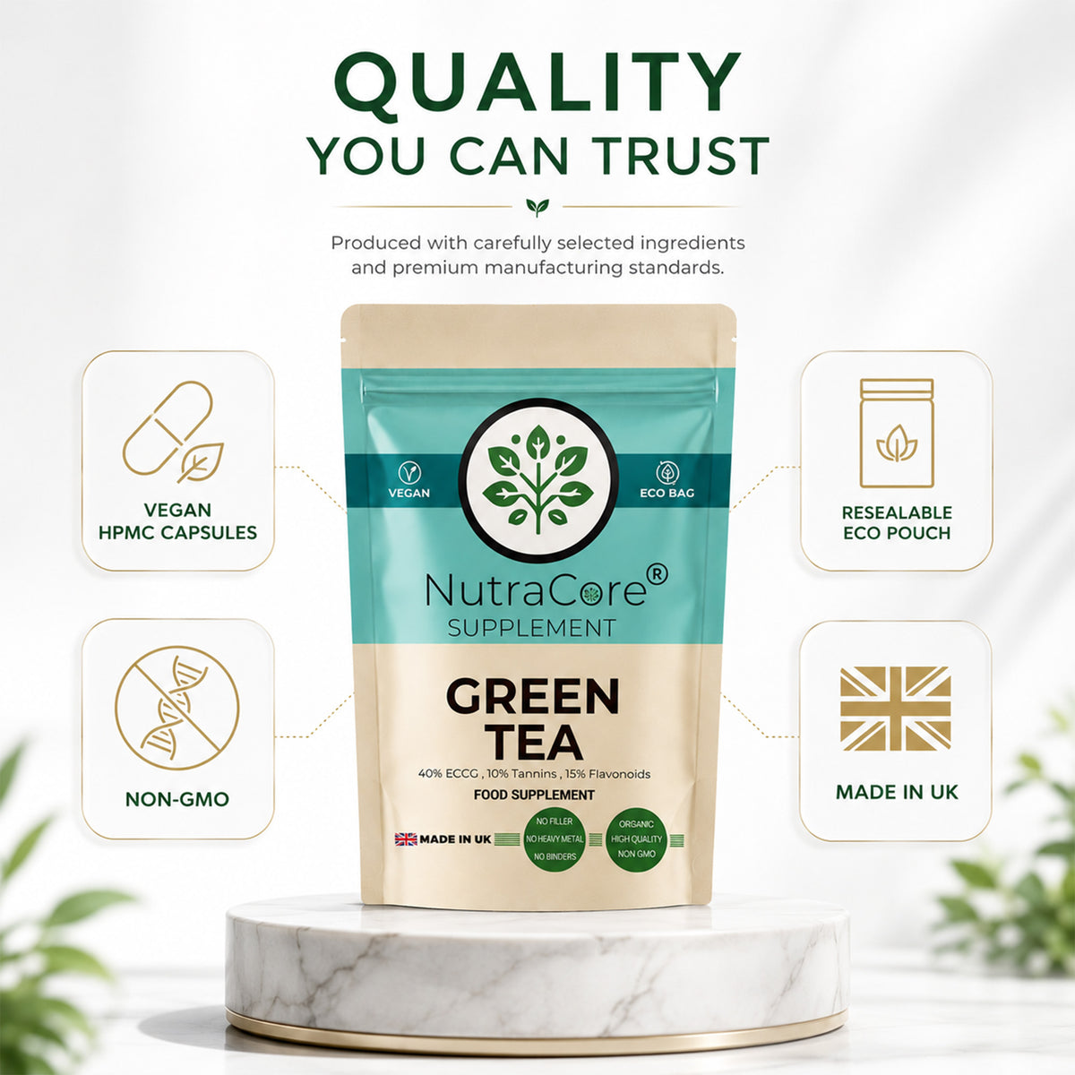 Green Tea Extract 5500mg Capsules | EGCG 40% | Vegan Formula